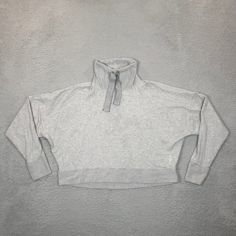 FP Movement Free People Gray Funnel Neck Cropped Sweatshirt OB829474 Small